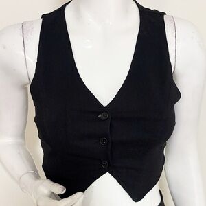 Dolls Kill Brand Generation Kiss Black Cropped Vest Top w Back Cutout & Straps